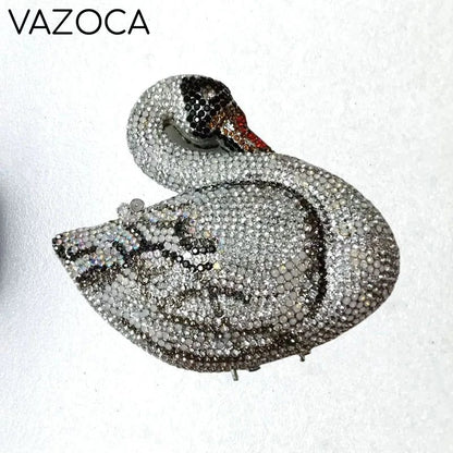 Swan Rhinestone Clutch Purse