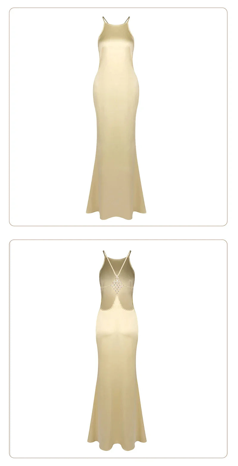 Backless Satin Maxi Dress