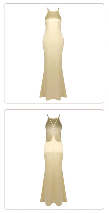 Backless Satin Maxi Dress