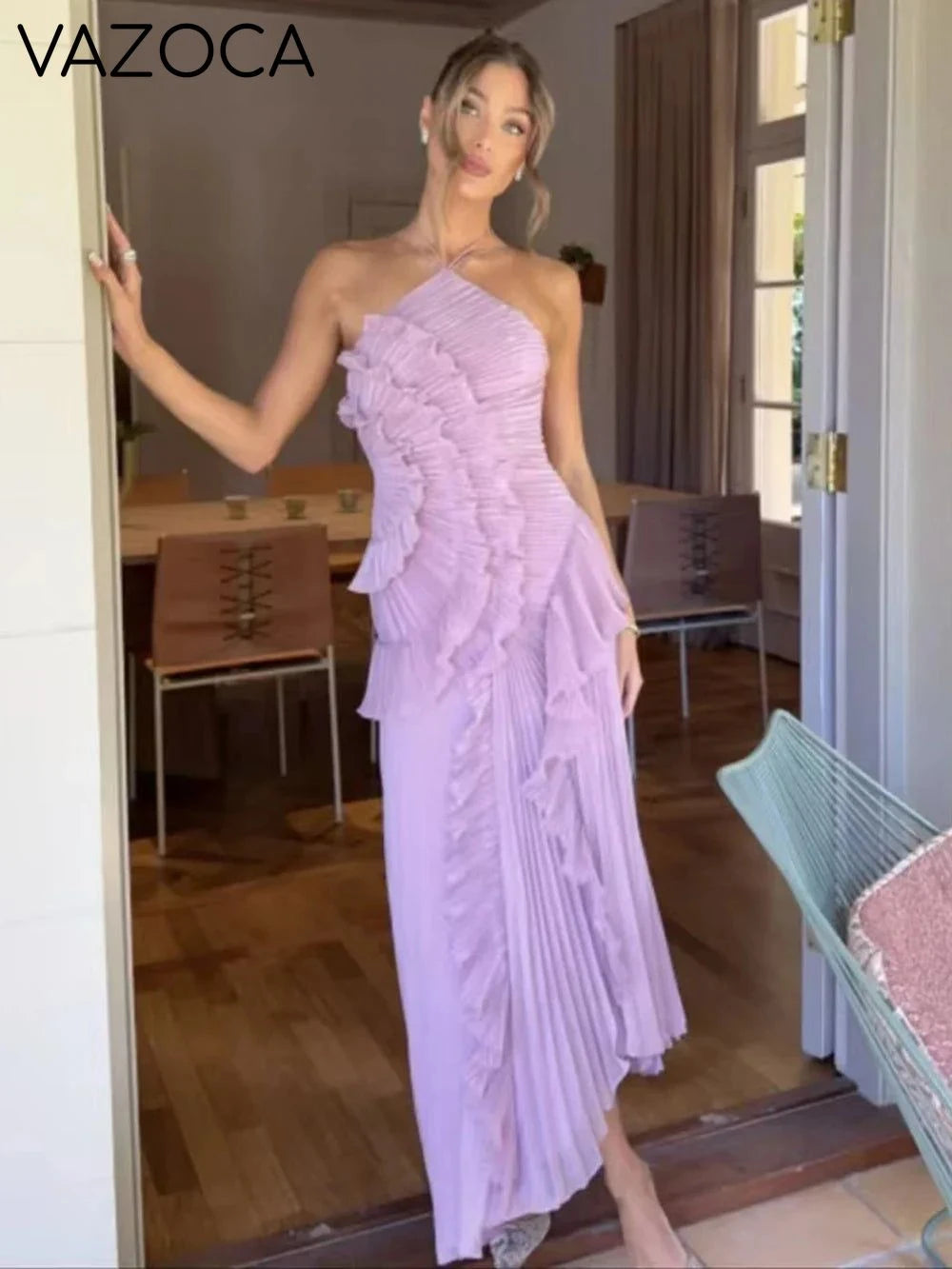 Kelsi Chiffon Ruffle Maxi Dress