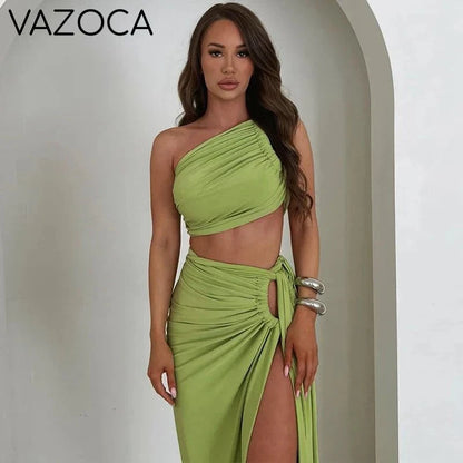 One Shoulder Elegant Skirt Set