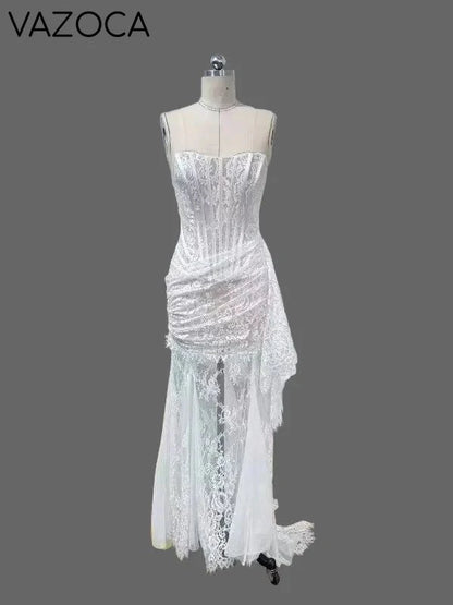 Stephanie Sheer Lace Maxi Dress WHITE