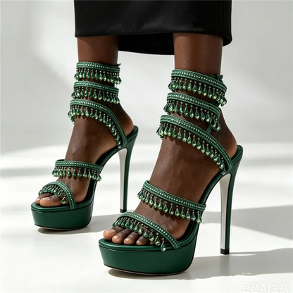 Nisha Rhinestone Platform High Heels