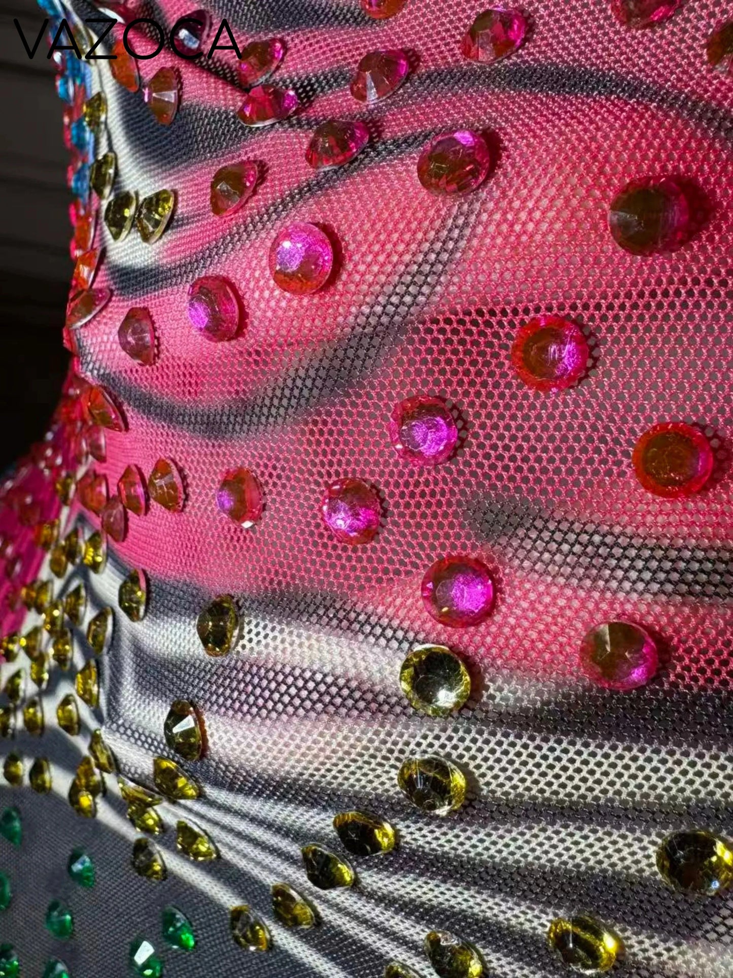 Luxe Rhinestone Mesh Maxi Dress