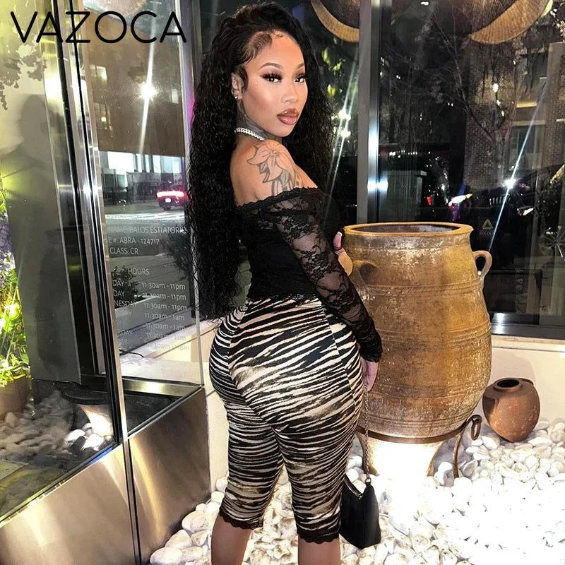 Zebra Lace Trim Capri Pants