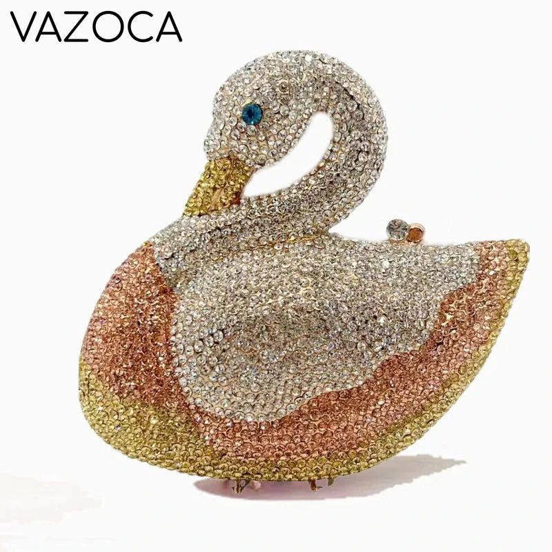 Swan Rhinestone Clutch Purse