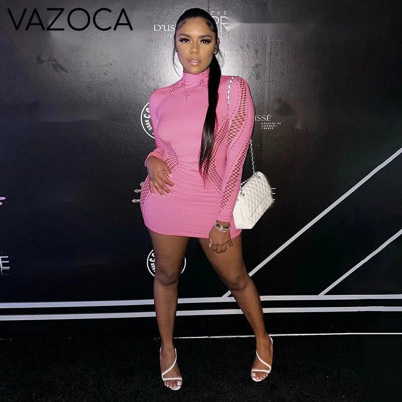 Mesh Hollow Out Stretchy Dress