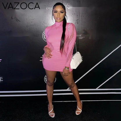 Mesh Hollow Out Stretchy Dress