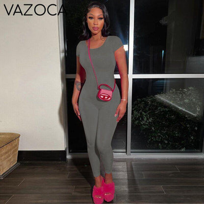Casual Backless Jumpsuit Gray