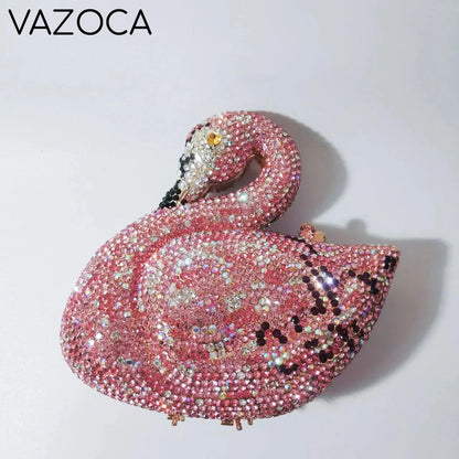 Swan Rhinestone Clutch Purse