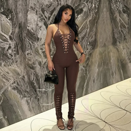 Olina Lace Up Jumpsuit