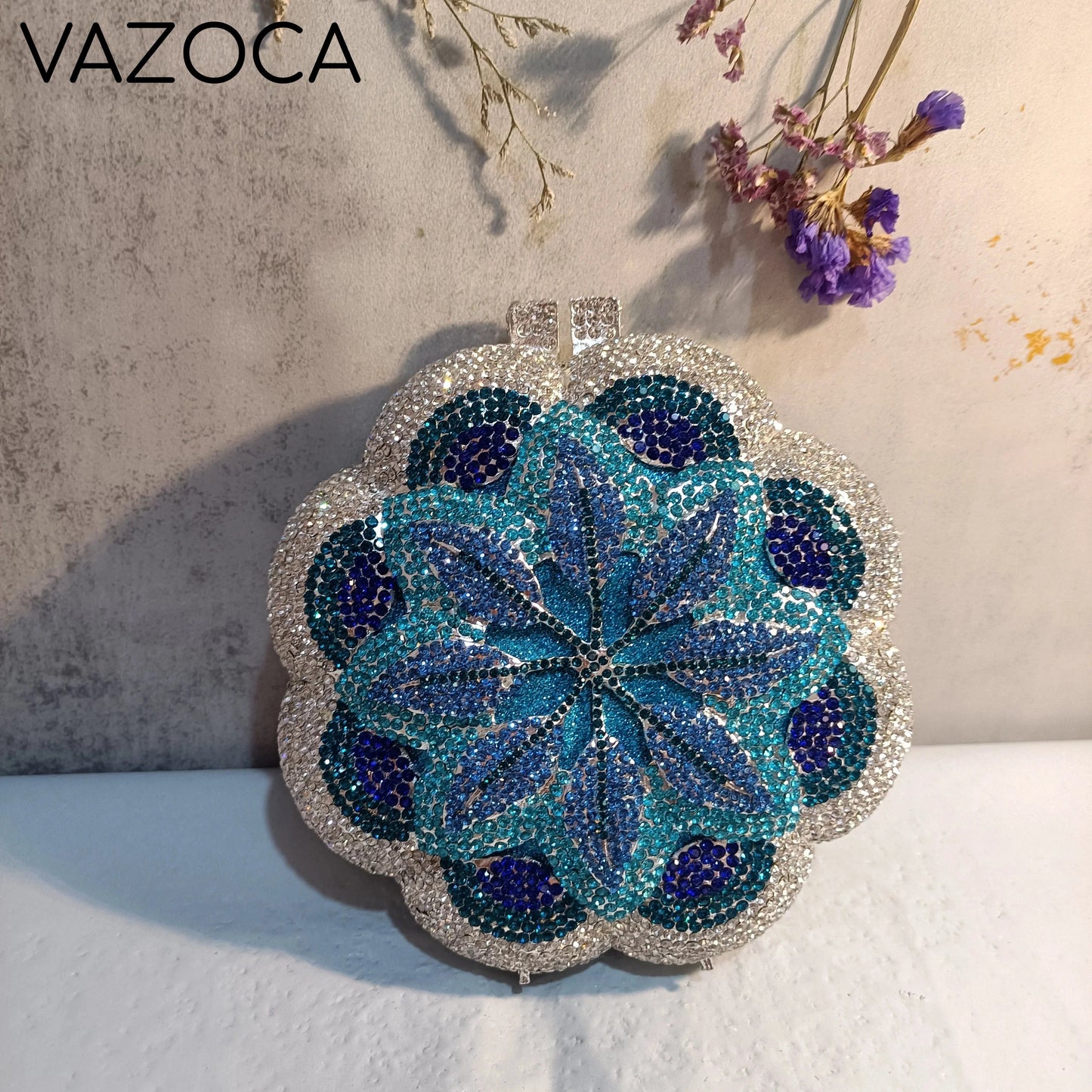 Floral Crystal Clutch Purse