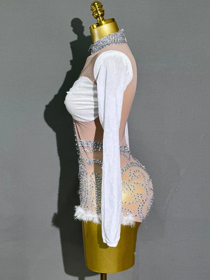 In The Spotlight Embellished Feather Romper