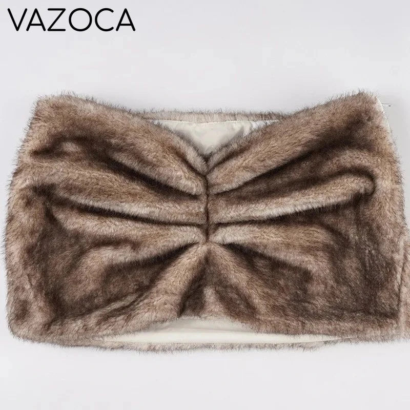 Furry Pleated Mini Skirt