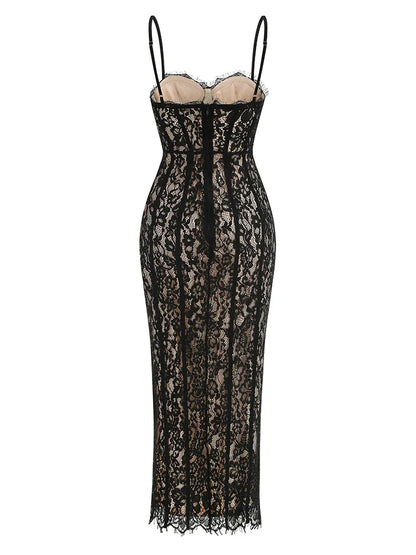 Floral Lace Bodycon Maxi Dress