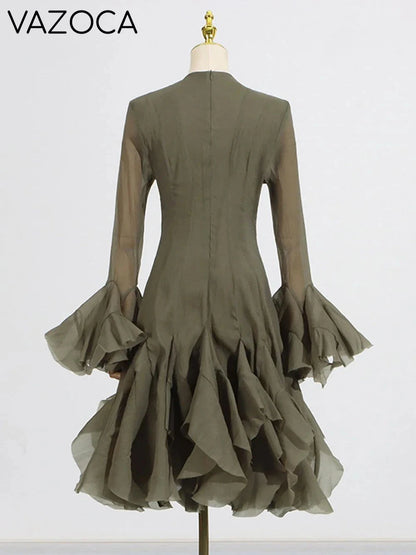 Lory Peated Flare Midi Dress