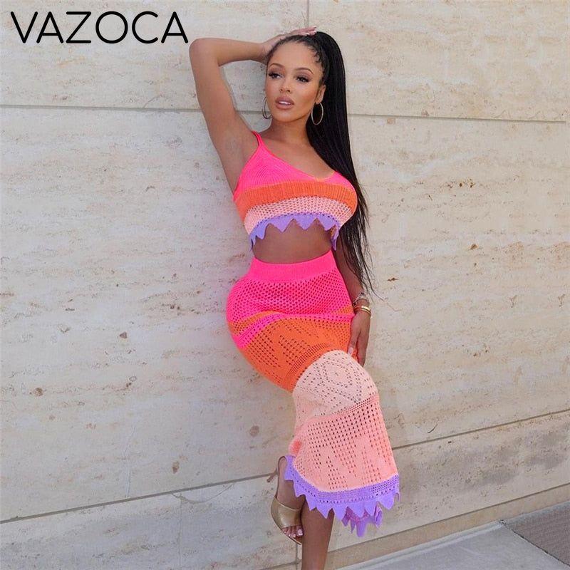 Colorful Knitted Two Piece Set