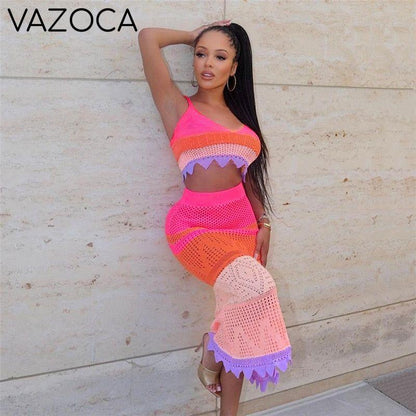 Colorful Knitted Two Piece Set