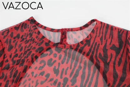 Jillian Leopard Print Mesh Dress