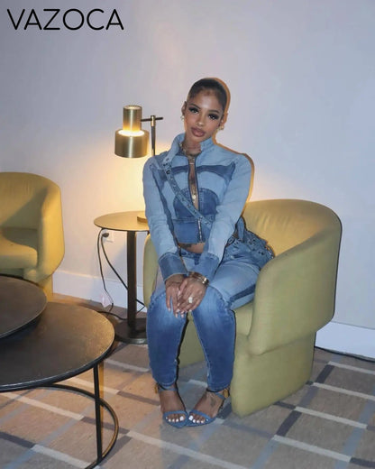Shya Tracksuit Denim Set