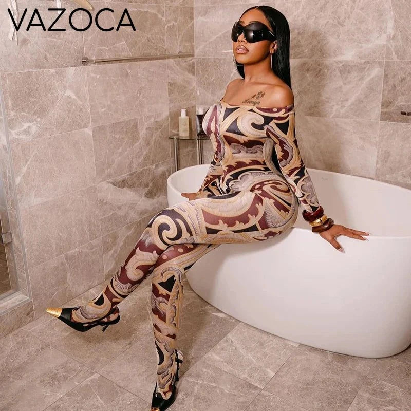 Baroque Off-Shoulder Jumpsuit