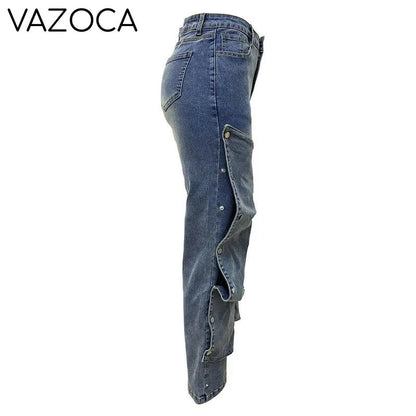 Detachable Buckle High Waist Jeans