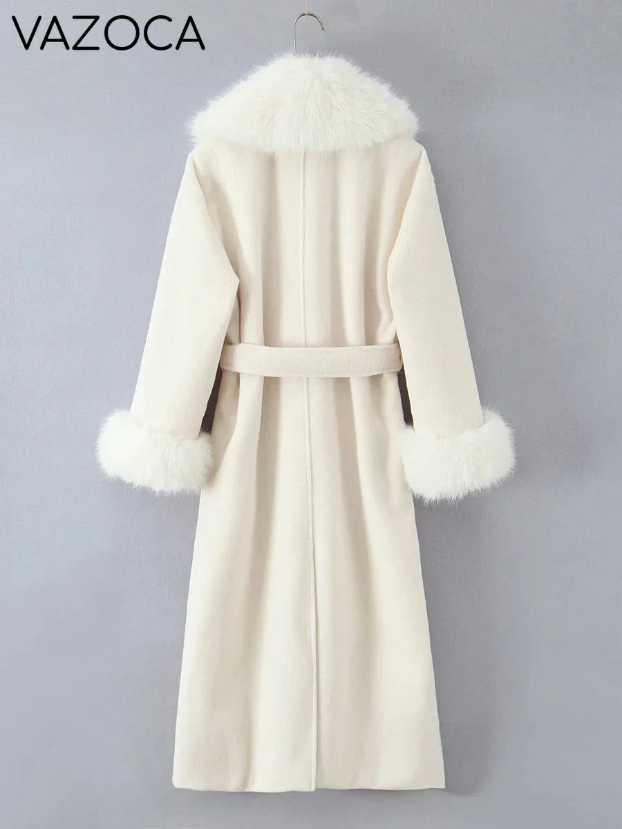 Fur Collar Elegant Trench Coat
