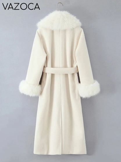 Fur Collar Elegant Trench Coat