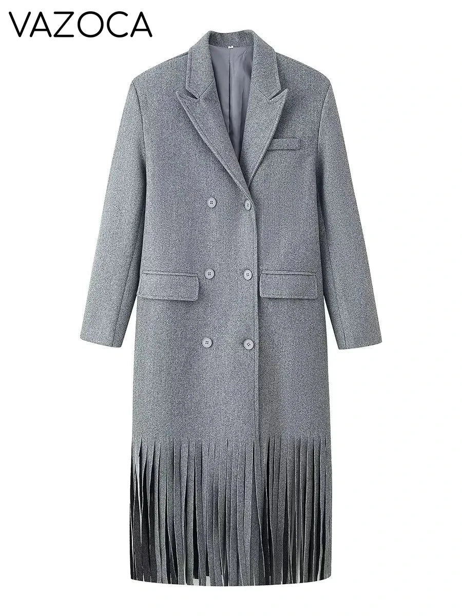 Wool Tassel Hem Coat