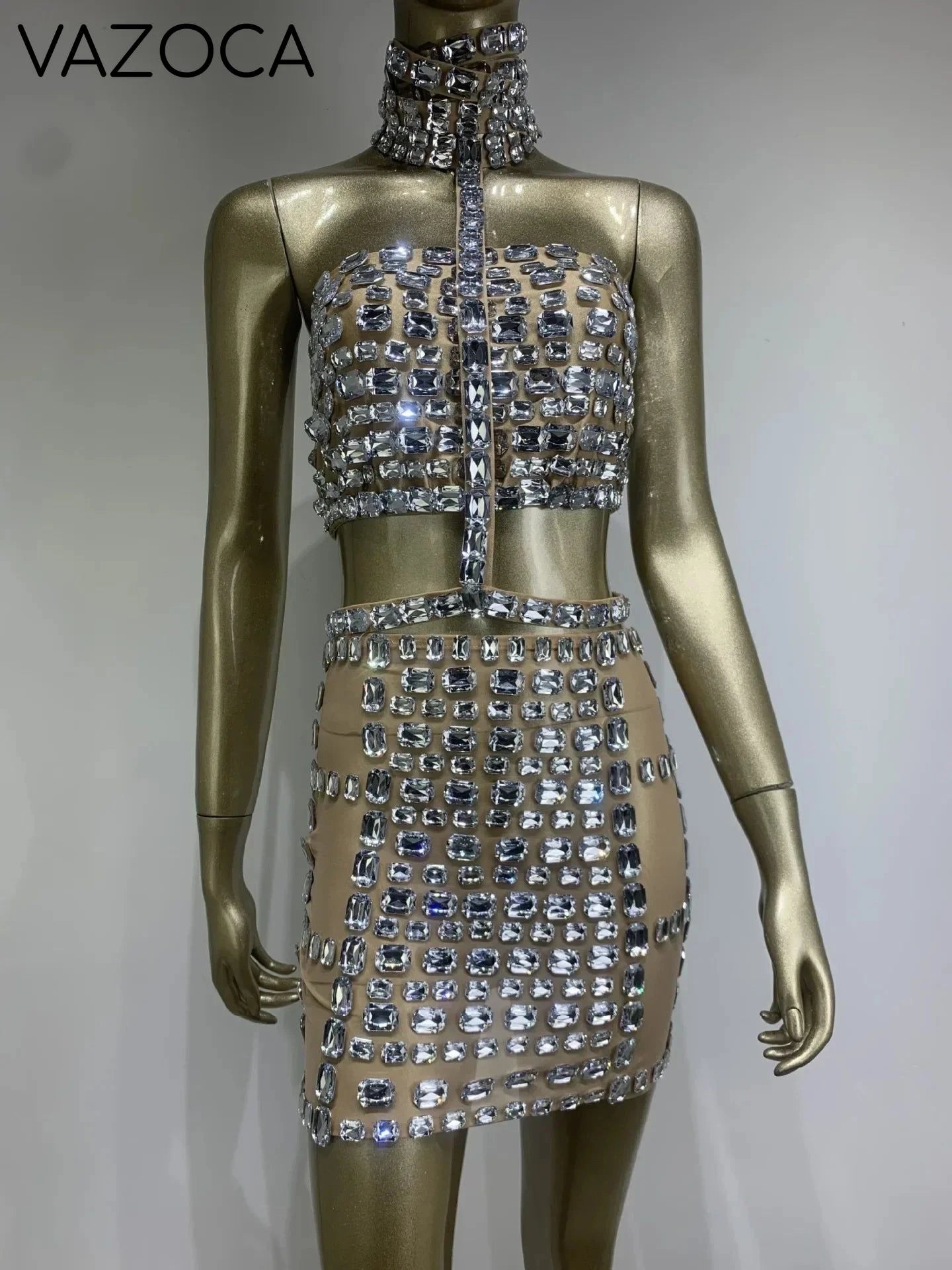 Lory Mesh Sequins Skirt Set