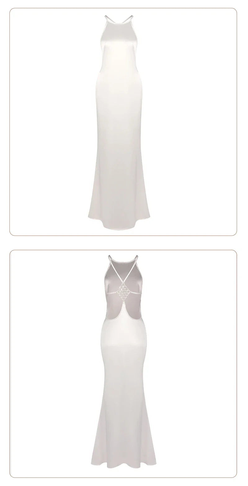 Backless Satin Maxi Dress