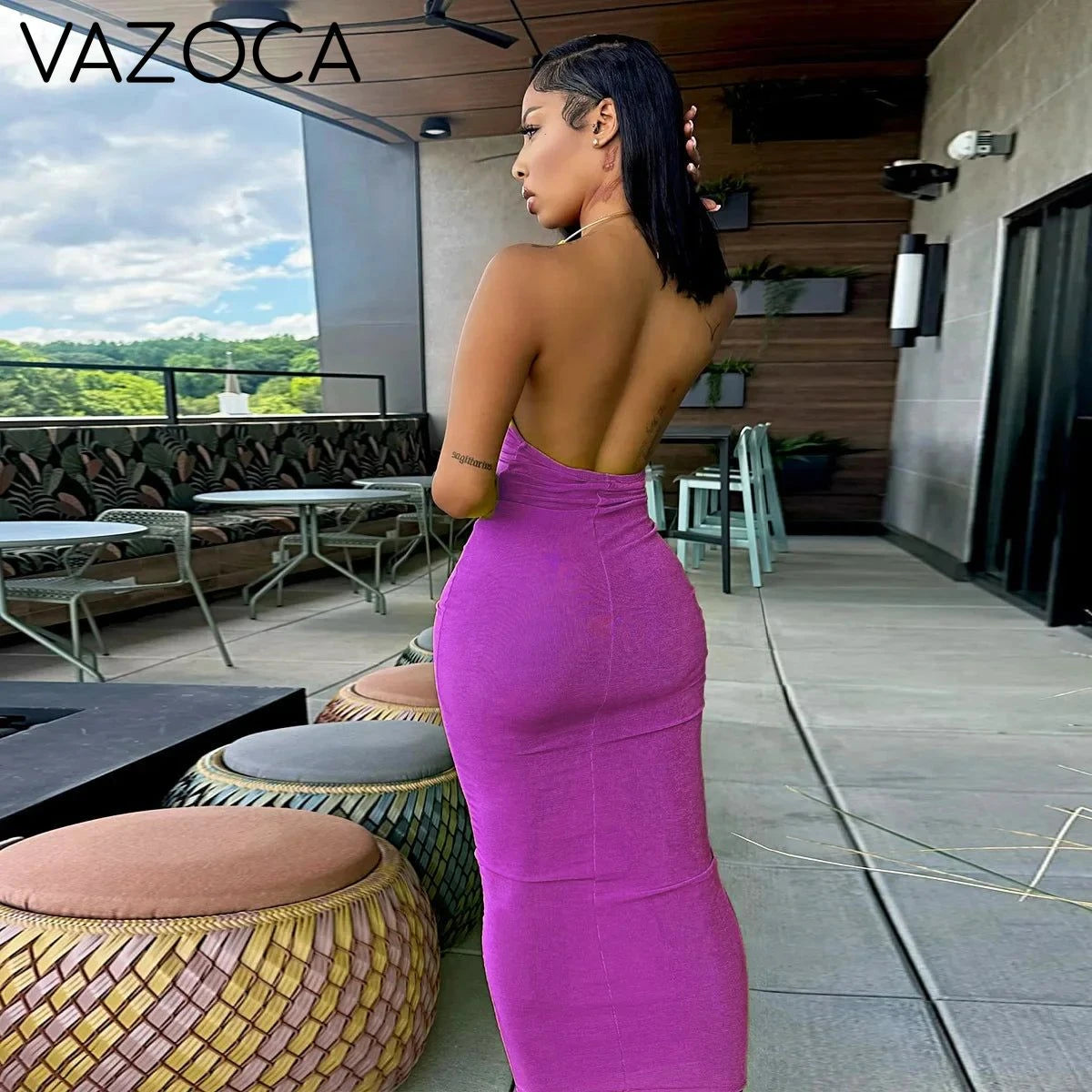 Metallic Chain Maxi Dress