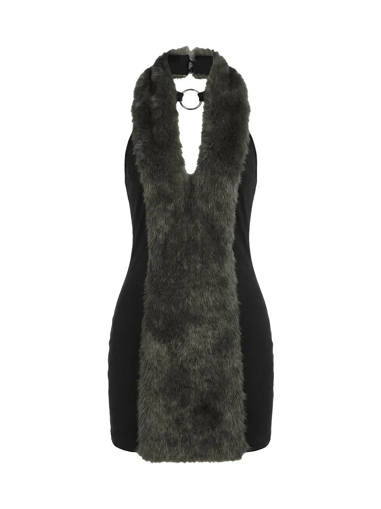 Plush Backless Mini Dress