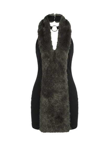 Plush Backless Mini Dress