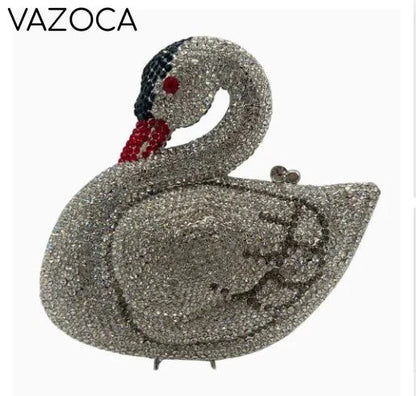 Swan Rhinestone Clutch Purse