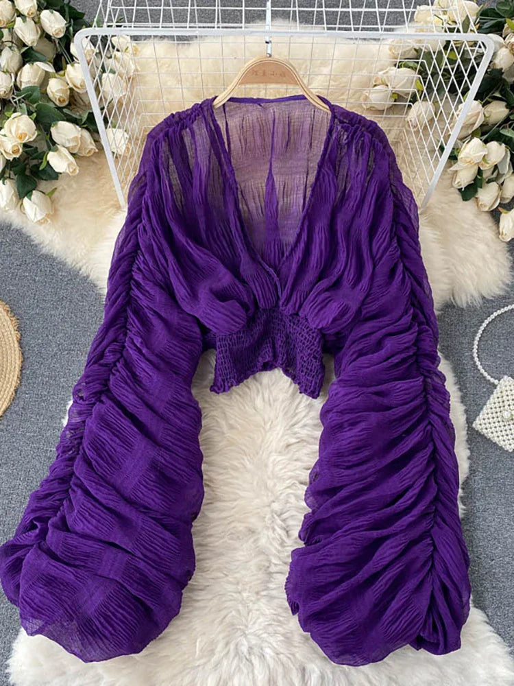 Chiffon Puff  Sleeve Top
