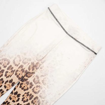 Gradient Leopard Hooded Flared Pants Set