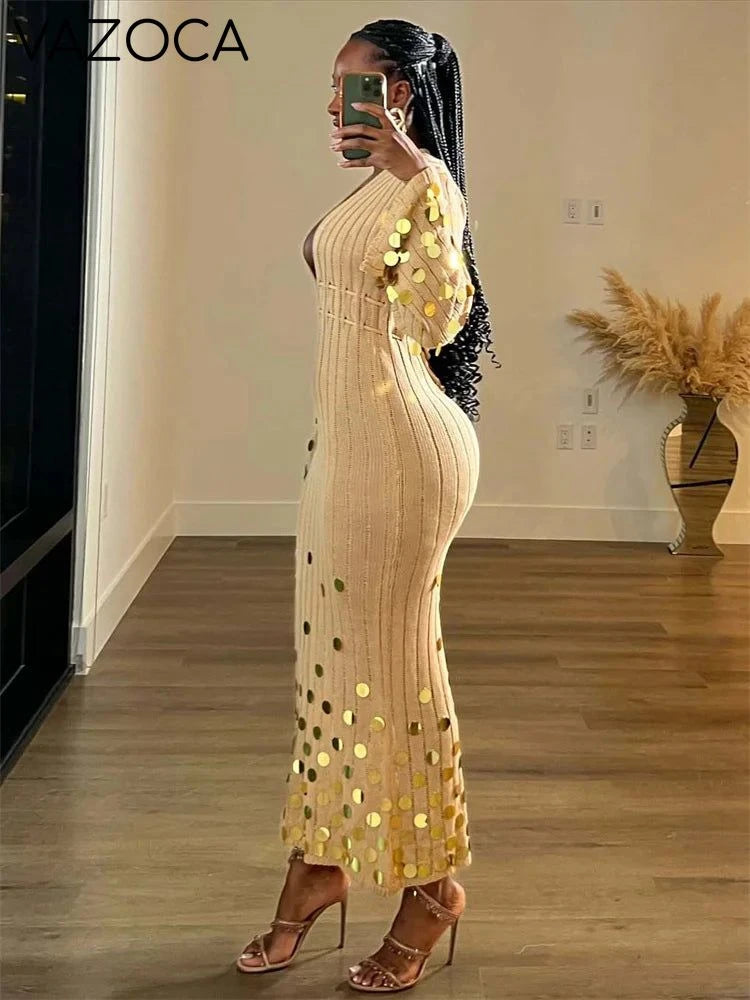 Amara Sequin Knit Maxi Dress
