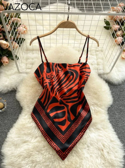 Aesthetic Satin Backless Vest Orange One Size