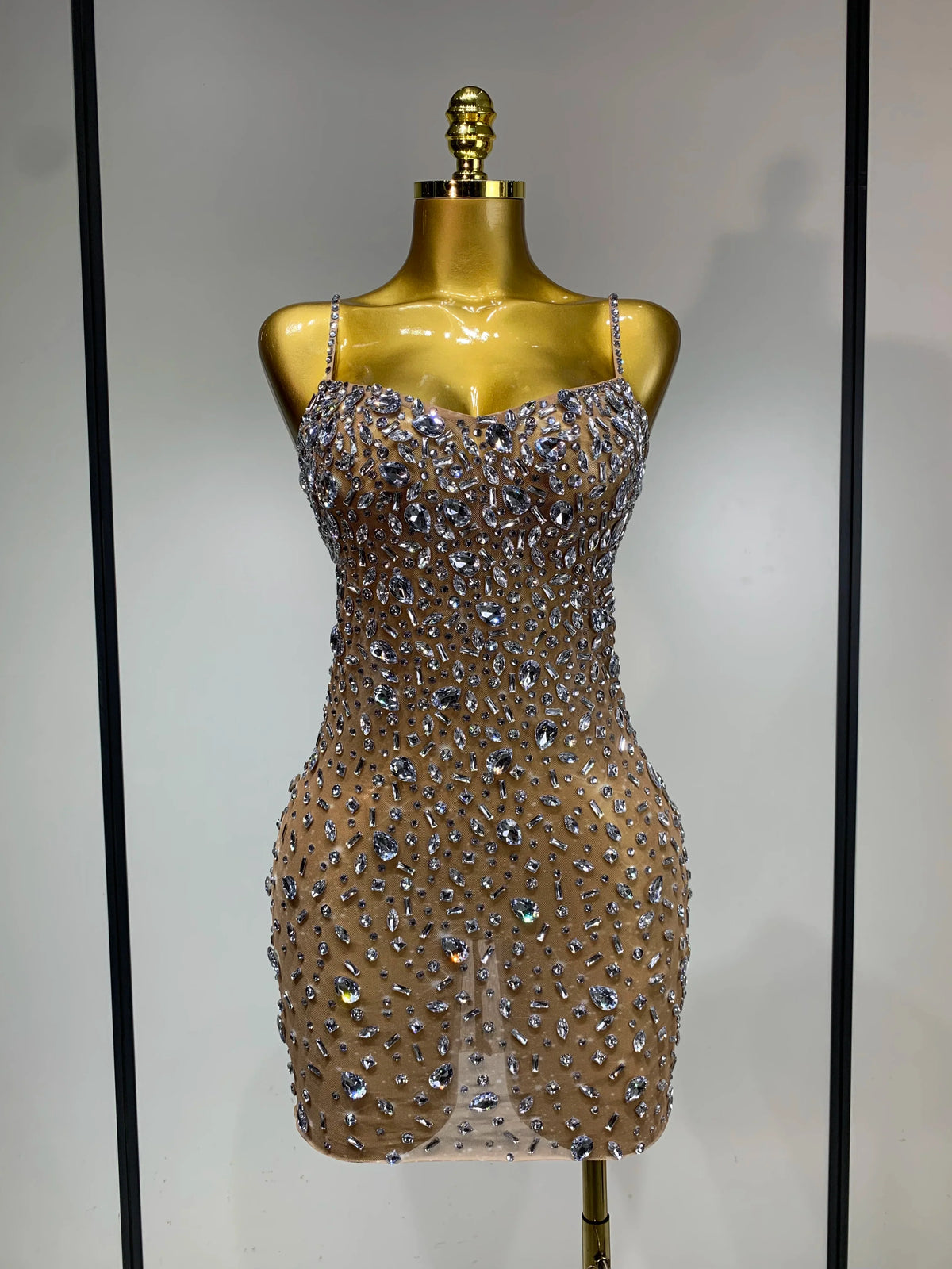 Zoey Rhinestone Mesh Mini Dress