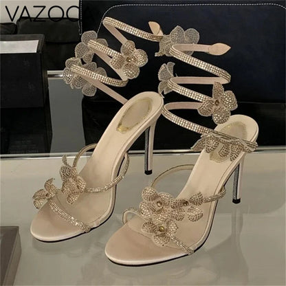 Flower Embellished High Heels