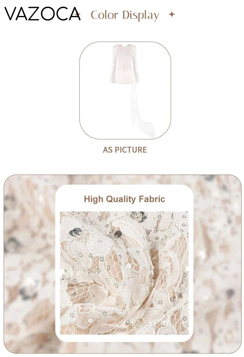 Opulent White Sequins Mini Dress
