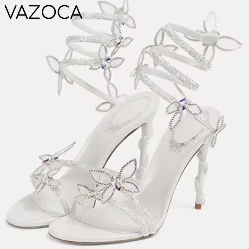 Flower Embellished High Heels