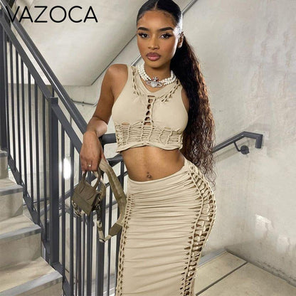 Hollow Out Summer Skirt Set