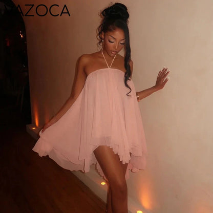 Sheer Halter Mini Dress