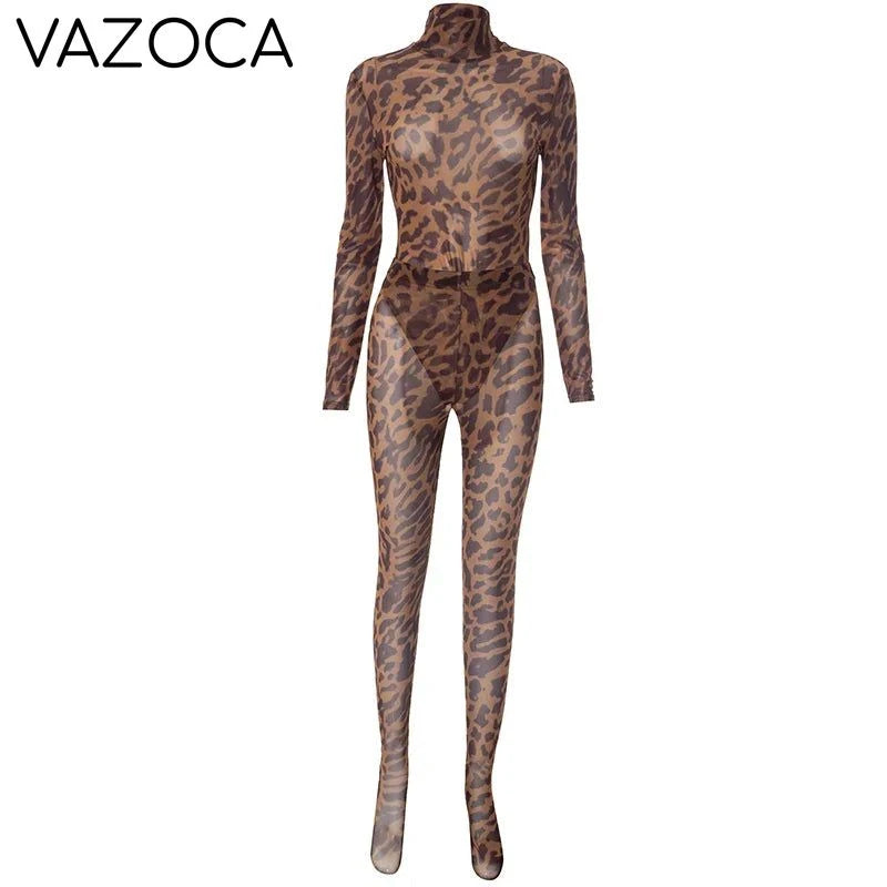 Amy Leopard Turtleneck Pants Set