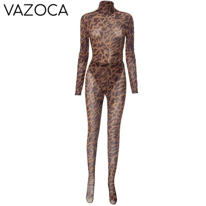 Amy Leopard Turtleneck Pants Set