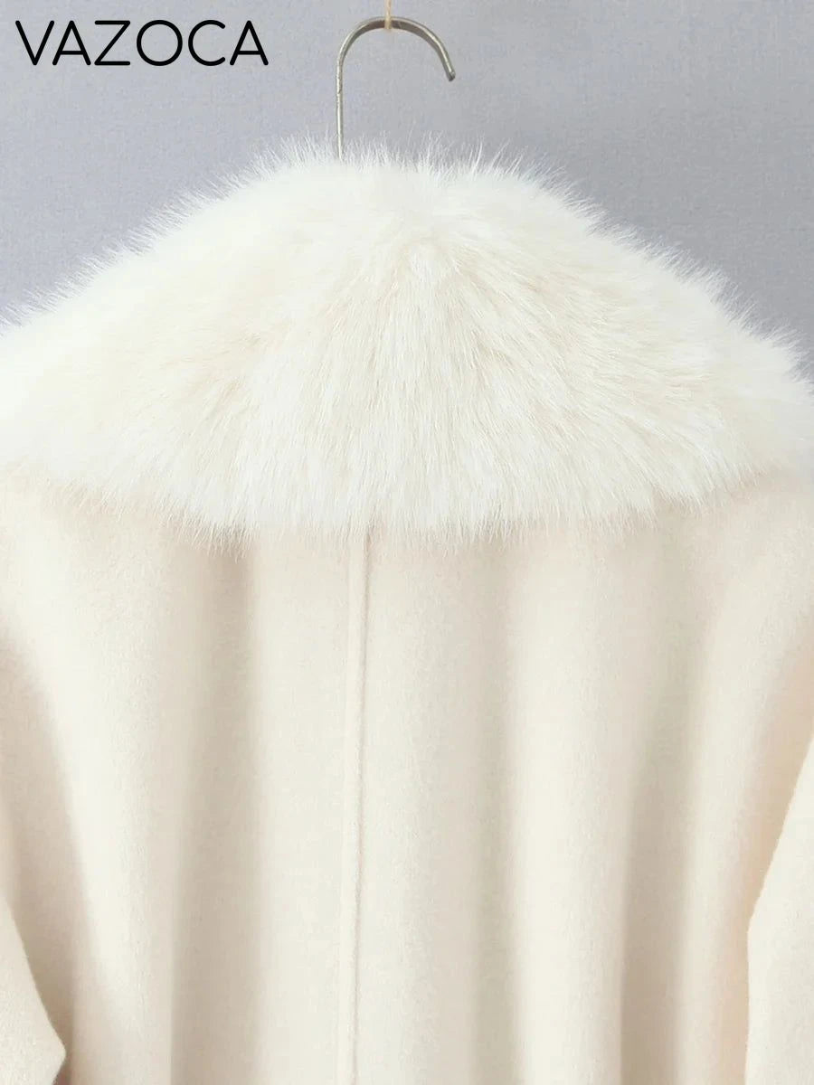 Fur Collar Elegant Trench Coat