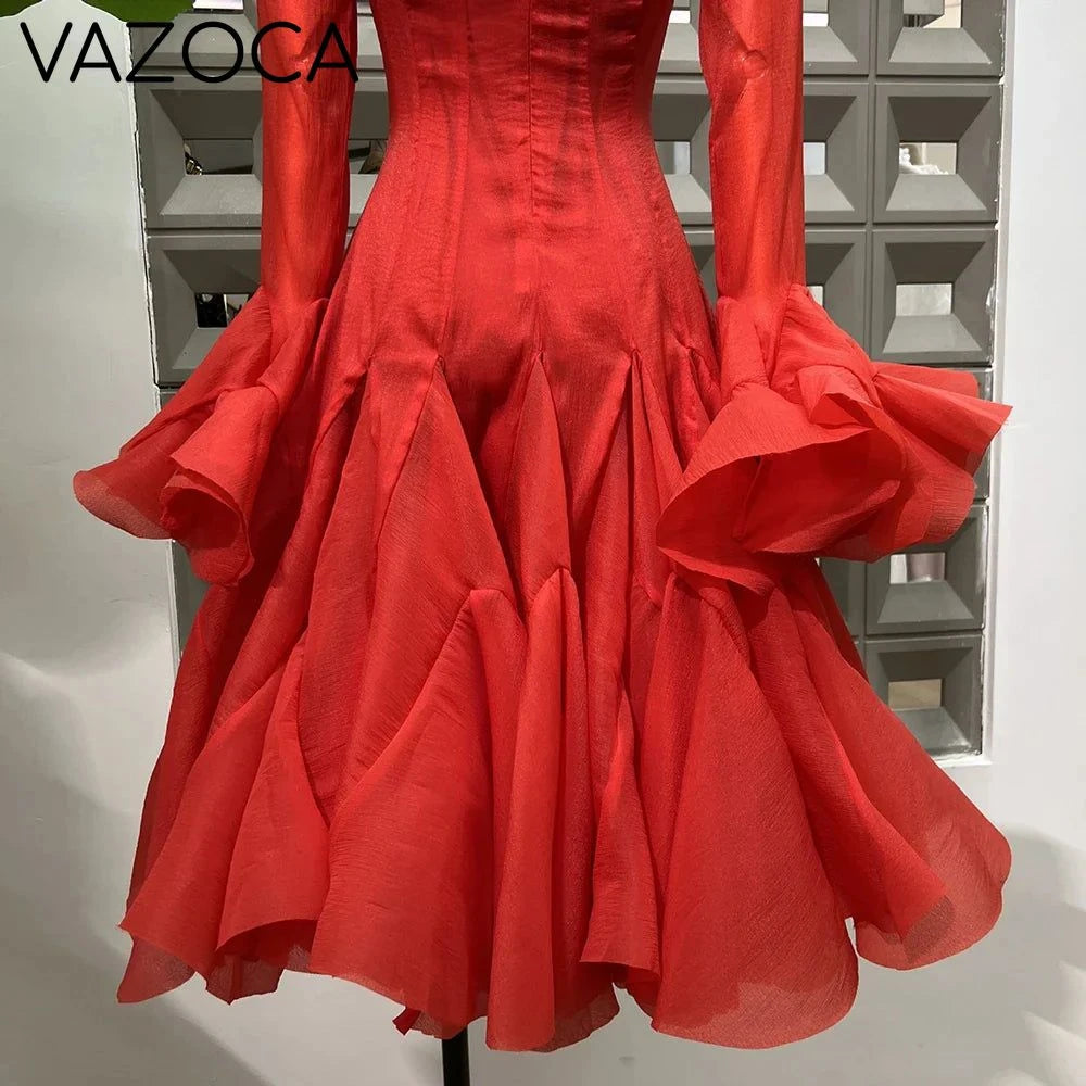 Lory Peated Flare Midi Dress