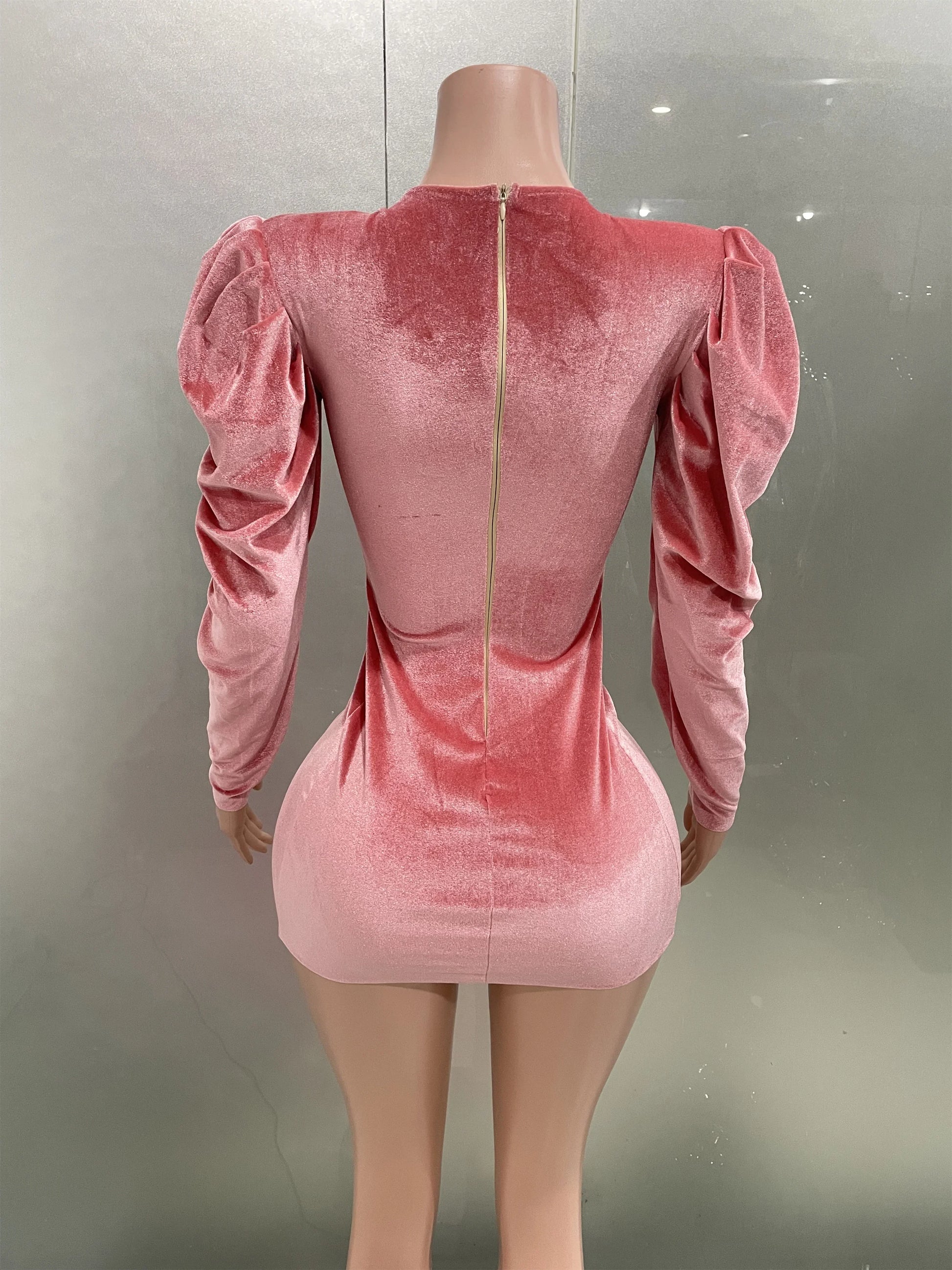 Pink Velvet Mini Dress